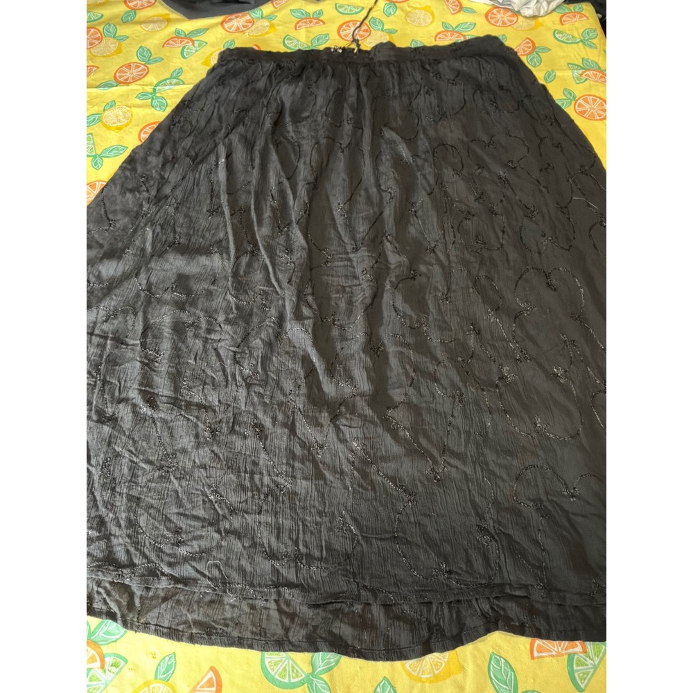 Just Class Embroidered Maxi Skirt Women Medium Black